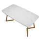 White Stone Top Dining Table Glam Style Gold Base Dining Table for Living Room Without Chairs Clearhalo 'Dining Tables & Seating' 'Dining Tables' 'dining_table' 'furn' 'furn_dining_table' 'Furniture' 'furniture_dining_table' 'Kitchen & Dining Furniture' 5062897