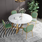 White Stone Top Dining Table Glam Style Gold Base Dining Table for Living Room 39.4"L x 39.4"W x 29.5"H Without Chairs Clearhalo 'Dining Tables & Seating' 'Dining Tables' 'dining_table' 'furn' 'furn_dining_table' 'Furniture' 'furniture_dining_table' 'Kitchen & Dining Furniture' 5062899