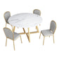 White Stone Top Dining Table Glam Style Gold Base Dining Table for Living Room Clearhalo 'Dining Tables & Seating' 'Dining Tables' 'dining_table' 'furn' 'furn_dining_table' 'Furniture' 'furniture_dining_table' 'Kitchen & Dining Furniture' 5062902