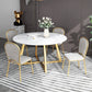 White Stone Top Dining Table Glam Style Gold Base Dining Table for Living Room Clearhalo 'Dining Tables & Seating' 'Dining Tables' 'dining_table' 'furn' 'furn_dining_table' 'Furniture' 'furniture_dining_table' 'Kitchen & Dining Furniture' 5062905