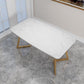 White Stone Top Dining Table Glam Style Gold Base Dining Table for Living Room Clearhalo 'Dining Tables & Seating' 'Dining Tables' 'dining_table' 'furn' 'furn_dining_table' 'Furniture' 'furniture_dining_table' 'Kitchen & Dining Furniture' 5062907