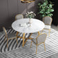 White Stone Top Dining Table Glam Style Gold Base Dining Table for Living Room Clearhalo 'Dining Tables & Seating' 'Dining Tables' 'dining_table' 'furn' 'furn_dining_table' 'Furniture' 'furniture_dining_table' 'Kitchen & Dining Furniture' 5062910