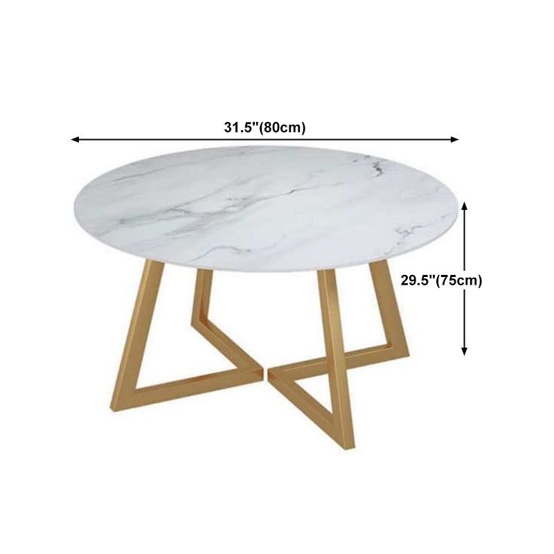 White Stone Top Dining Table Glam Style Gold Base Dining Table for Living Room Clearhalo 'Dining Tables & Seating' 'Dining Tables' 'dining_table' 'furn' 'furn_dining_table' 'Furniture' 'furniture_dining_table' 'Kitchen & Dining Furniture' 5062913