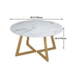 White Stone Top Dining Table Glam Style Gold Base Dining Table for Living Room Clearhalo 'Dining Tables & Seating' 'Dining Tables' 'dining_table' 'furn' 'furn_dining_table' 'Furniture' 'furniture_dining_table' 'Kitchen & Dining Furniture' 5062914