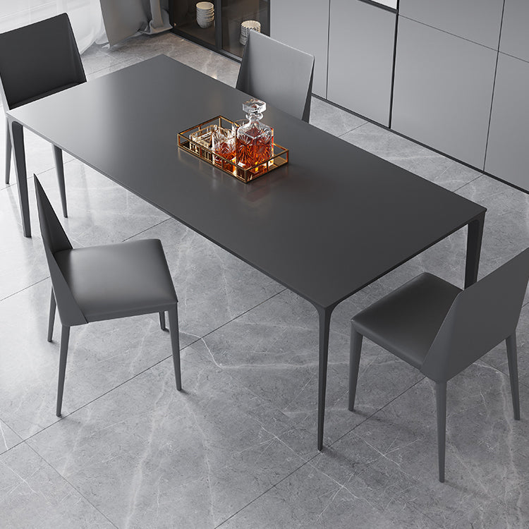 Modern Rectangle Dining Table Stone Top Metal Tripod Base Dining Table Clearhalo 'Dining Tables & Seating' 'Dining Tables' 'dining_table' 'Furniture' 'furniture_dining_table' 'Kitchen & Dining Furniture' 5062923