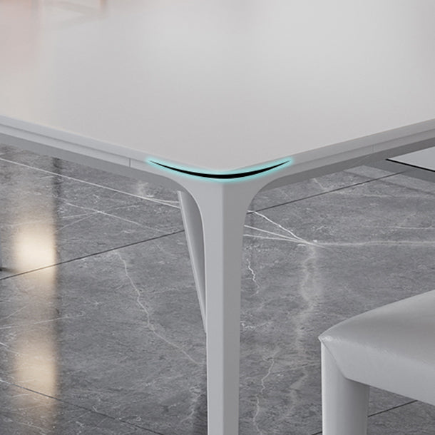 Modern Rectangle Dining Table Stone Top Metal Tripod Base Dining Table Clearhalo 'Dining Tables & Seating' 'Dining Tables' 'dining_table' 'Furniture' 'furniture_dining_table' 'Kitchen & Dining Furniture' 5062926