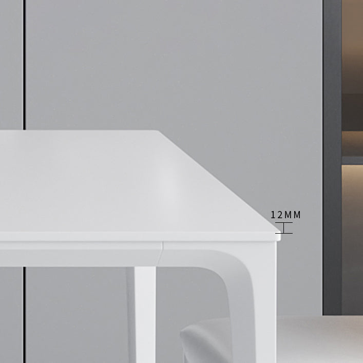 Modern Rectangle Dining Table Stone Top Metal Tripod Base Dining Table Clearhalo 'Dining Tables & Seating' 'Dining Tables' 'dining_table' 'Furniture' 'furniture_dining_table' 'Kitchen & Dining Furniture' 5062928