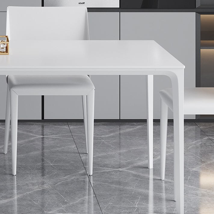 Modern Rectangle Dining Table Stone Top Metal Tripod Base Dining Table Clearhalo 'Dining Tables & Seating' 'Dining Tables' 'dining_table' 'Furniture' 'furniture_dining_table' 'Kitchen & Dining Furniture' 5062929