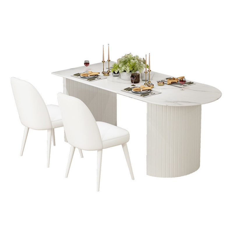 Modern White Top Oval Dinette Table White Base Dining Table for Living Room Slate Without Chairs Clearhalo 'Dining Tables & Seating' 'Dining Tables' 'dining_table' 'furn' 'furn_dining_table' 'Furniture' 'furniture_dining_table' 'Kitchen & Dining Furniture' 5062939
