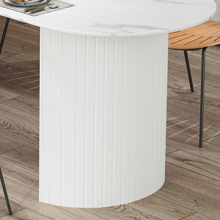 Modern White Top Oval Dinette Table White Base Dining Table for Living Room Clearhalo 'Dining Tables & Seating' 'Dining Tables' 'dining_table' 'furn' 'furn_dining_table' 'Furniture' 'furniture_dining_table' 'Kitchen & Dining Furniture' 5062940