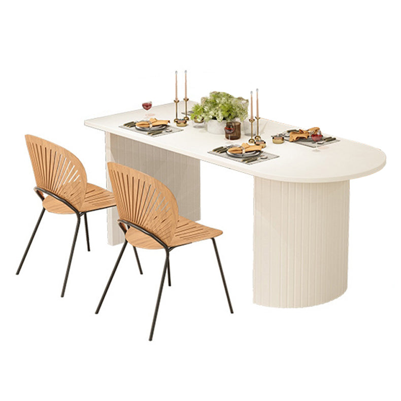 Modern White Top Oval Dinette Table White Base Dining Table for Living Room Wood Without Chairs Clearhalo 'Dining Tables & Seating' 'Dining Tables' 'dining_table' 'furn' 'furn_dining_table' 'Furniture' 'furniture_dining_table' 'Kitchen & Dining Furniture' 5062944