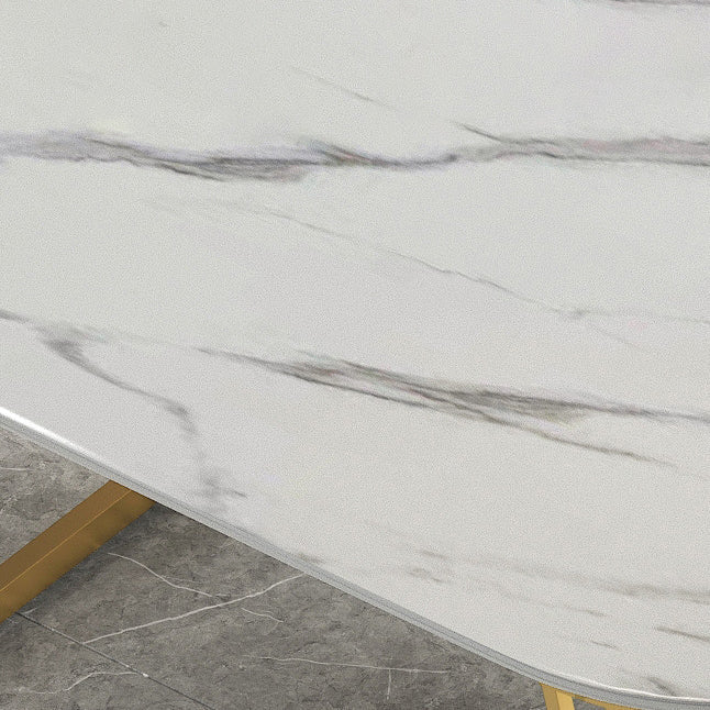 Glam Style Dining Table Metal Double Gold Pedestal Table with Storage Clearhalo 'Dining Tables & Seating' 'Dining Tables' 'dining_table' 'furn' 'furn_dining_table' 'Furniture' 'furniture_dining_table' 'Kitchen & Dining Furniture' 5062957