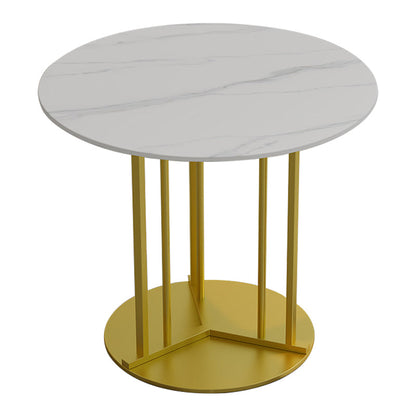 Metal Base Dining Table Glam Style White Stone Top Dining Table for Living Room Round Without Chairs Clearhalo 'Dining Tables & Seating' 'Dining Tables' 'dining_table' 'furn' 'furn_dining_table' 'Furniture' 'furniture_dining_table' 'Kitchen & Dining Furniture' 5062966