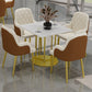 Metal Base Dining Table Glam Style White Stone Top Dining Table for Living Room Square 27.6"L x 27.6"W x 29.5"H Without Chairs Clearhalo 'Dining Tables & Seating' 'Dining Tables' 'dining_table' 'furn' 'furn_dining_table' 'Furniture' 'furniture_dining_table' 'Kitchen & Dining Furniture' 5062967