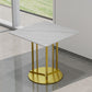Metal Base Dining Table Glam Style White Stone Top Dining Table for Living Room Square 31.5"L x 31.5"W x 29.5"H Without Chairs Clearhalo 'Dining Tables & Seating' 'Dining Tables' 'dining_table' 'furn' 'furn_dining_table' 'Furniture' 'furniture_dining_table' 'Kitchen & Dining Furniture' 5062968