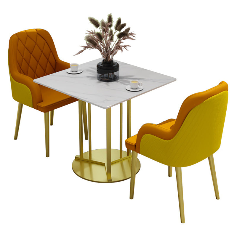 Metal Base Dining Table Glam Style White Stone Top Dining Table for Living Room Clearhalo 'Dining Tables & Seating' 'Dining Tables' 'dining_table' 'furn' 'furn_dining_table' 'Furniture' 'furniture_dining_table' 'Kitchen & Dining Furniture' 5062970