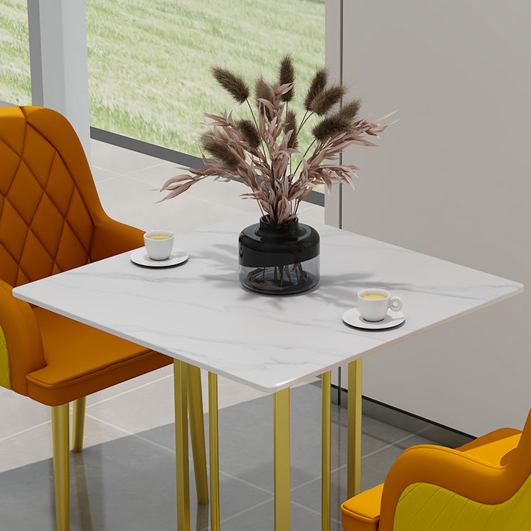 Metal Base Dining Table Glam Style White Stone Top Dining Table for Living Room Clearhalo 'Dining Tables & Seating' 'Dining Tables' 'dining_table' 'furn' 'furn_dining_table' 'Furniture' 'furniture_dining_table' 'Kitchen & Dining Furniture' 5062971