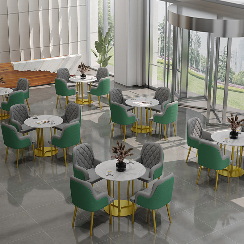 Metal Base Dining Table Glam Style White Stone Top Dining Table for Living Room Clearhalo 'Dining Tables & Seating' 'Dining Tables' 'dining_table' 'furn' 'furn_dining_table' 'Furniture' 'furniture_dining_table' 'Kitchen & Dining Furniture' 5062974