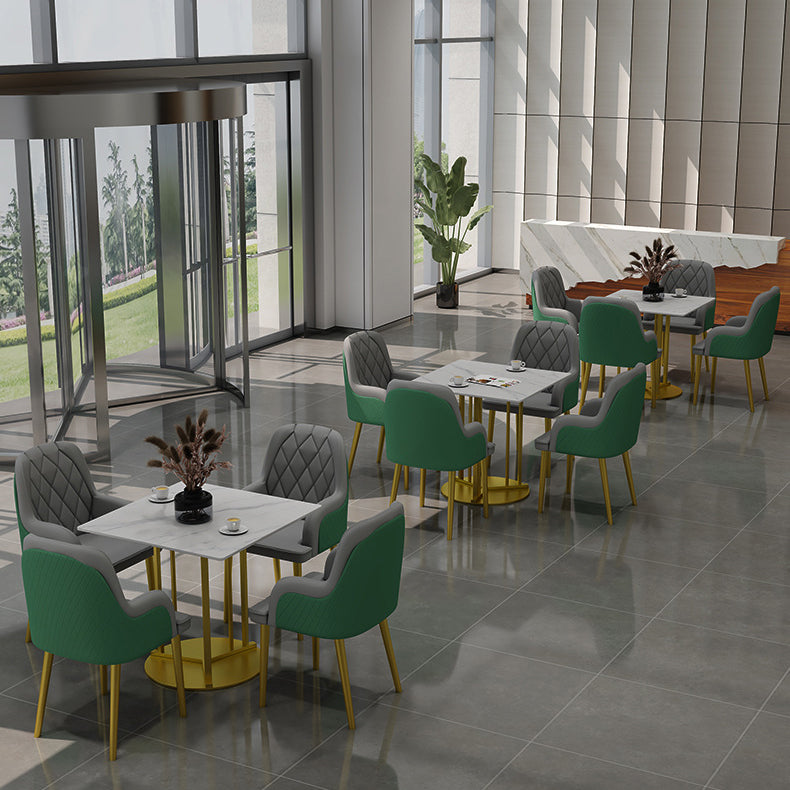 Metal Base Dining Table Glam Style White Stone Top Dining Table for Living Room Clearhalo 'Dining Tables & Seating' 'Dining Tables' 'dining_table' 'furn' 'furn_dining_table' 'Furniture' 'furniture_dining_table' 'Kitchen & Dining Furniture' 5062977