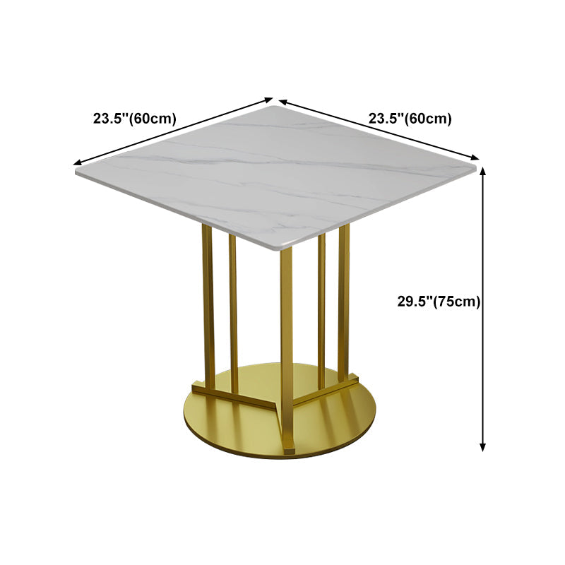 Metal Base Dining Table Glam Style White Stone Top Dining Table for Living Room Clearhalo 'Dining Tables & Seating' 'Dining Tables' 'dining_table' 'furn' 'furn_dining_table' 'Furniture' 'furniture_dining_table' 'Kitchen & Dining Furniture' 5062982