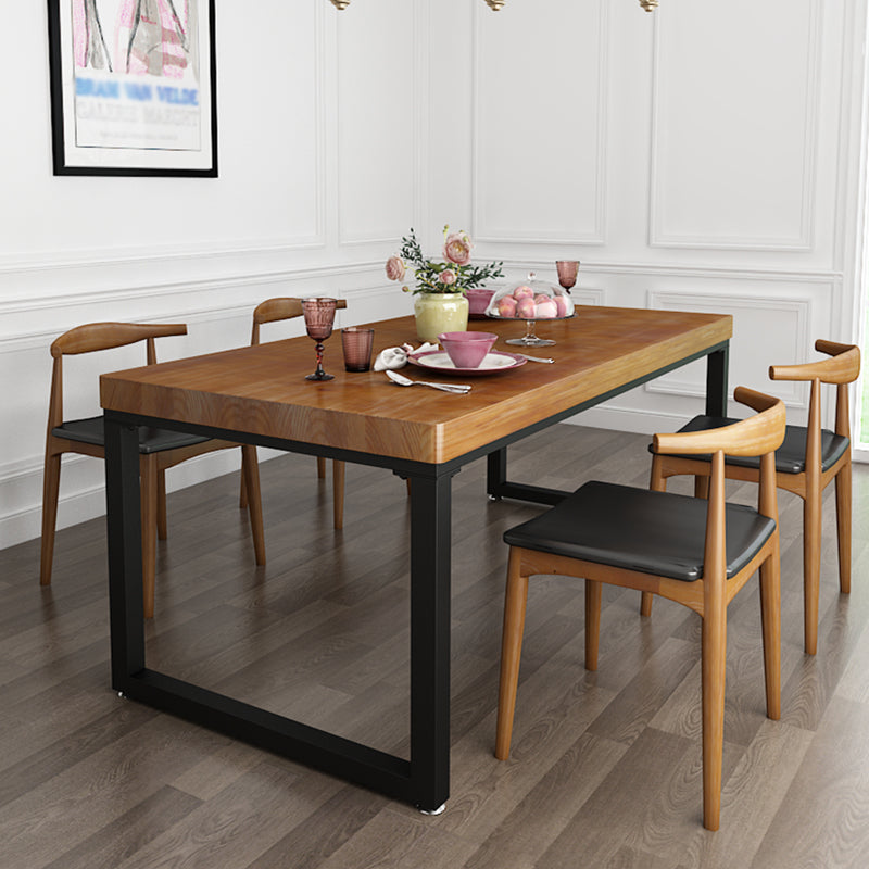 Natural and Black Dining Site Table Industrial Wood and Metal Dining Table 55.1"L x 27.6"W x 29.5"H Without Chairs Clearhalo 'Dining Tables & Seating' 'Dining Tables' 'dining_table' 'furn' 'furn_dining_table' 'Furniture' 'furniture_dining_table' 'Kitchen & Dining Furniture' 5062990