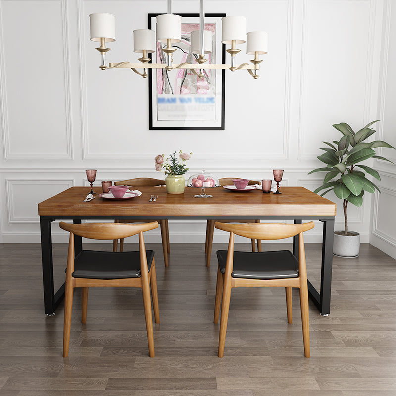 Natural and Black Dining Site Table Industrial Wood and Metal Dining Table 70.9"L x 27.6"W x 29.5"H Without Chairs Clearhalo 'Dining Tables & Seating' 'Dining Tables' 'dining_table' 'furn' 'furn_dining_table' 'Furniture' 'furniture_dining_table' 'Kitchen & Dining Furniture' 5062991