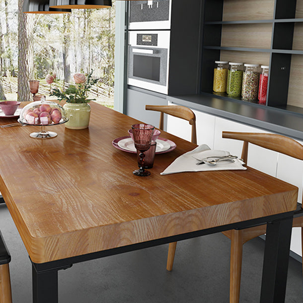Natural and Black Dining Site Table Industrial Wood and Metal Dining Table Clearhalo 'Dining Tables & Seating' 'Dining Tables' 'dining_table' 'furn' 'furn_dining_table' 'Furniture' 'furniture_dining_table' 'Kitchen & Dining Furniture' 5062995