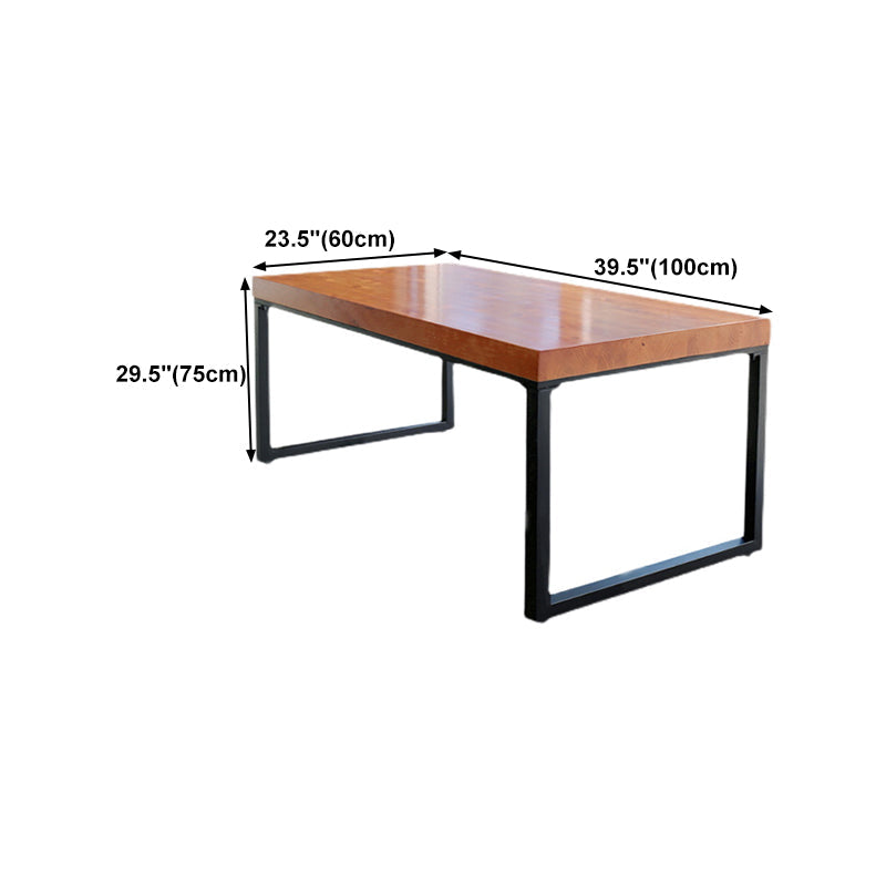 Natural and Black Dining Site Table Industrial Wood and Metal Dining Table Clearhalo 'Dining Tables & Seating' 'Dining Tables' 'dining_table' 'furn' 'furn_dining_table' 'Furniture' 'furniture_dining_table' 'Kitchen & Dining Furniture' 5063002