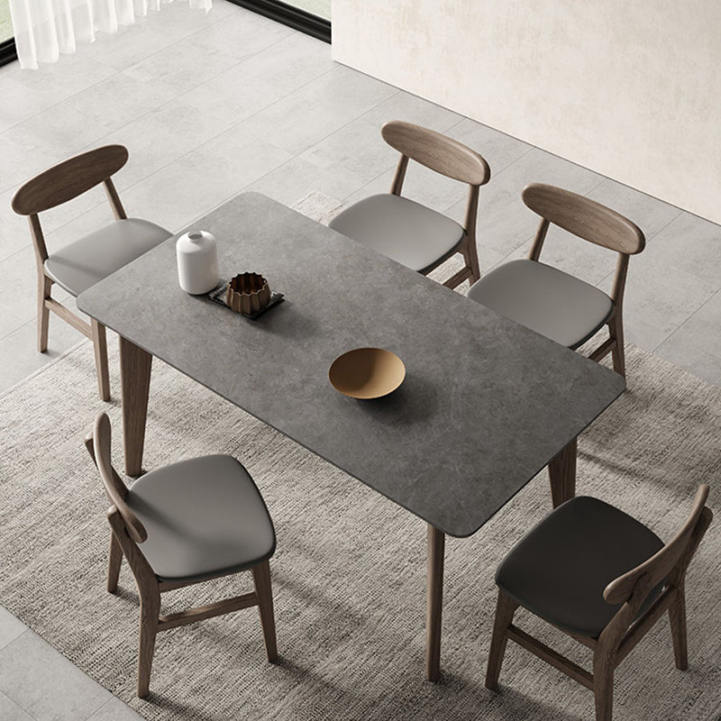 Modern Rectangle Counter Dining Table Brown Wood Finish Legs Dining Table Clearhalo 'Dining Tables & Seating' 'Dining Tables' 'dining_table' 'furn' 'furn_dining_table' 'Furniture' 'furniture_dining_table' 'Kitchen & Dining Furniture' 5063009