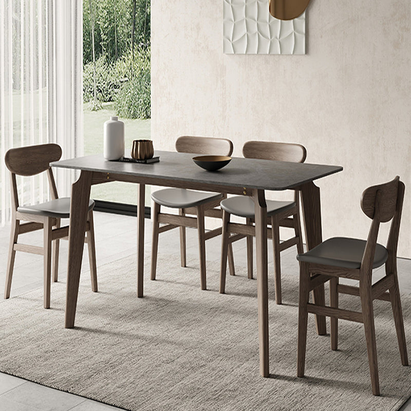 Modern Rectangle Counter Dining Table Brown Wood Finish Legs Dining Table Clearhalo 'Dining Tables & Seating' 'Dining Tables' 'dining_table' 'furn' 'furn_dining_table' 'Furniture' 'furniture_dining_table' 'Kitchen & Dining Furniture' 5063010