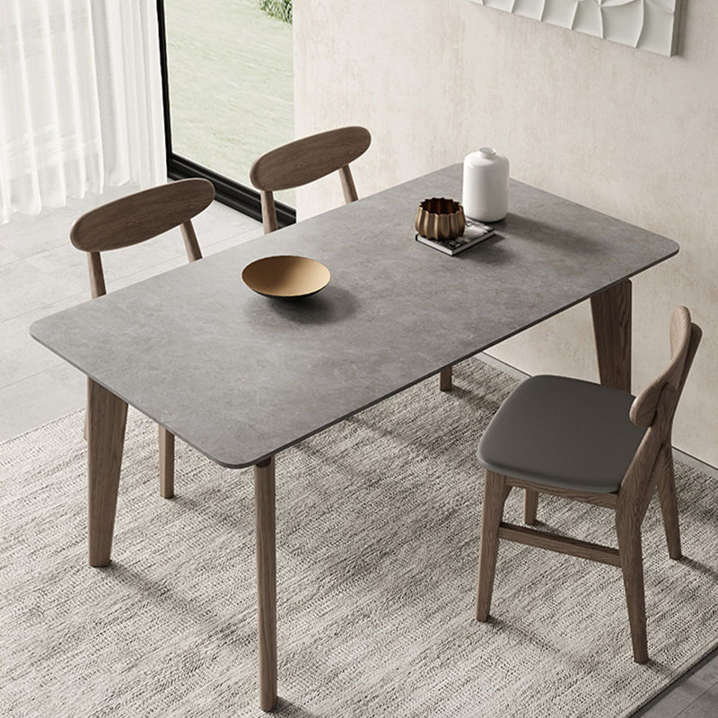 Modern Rectangle Counter Dining Table Brown Wood Finish Legs Dining Table Clearhalo 'Dining Tables & Seating' 'Dining Tables' 'dining_table' 'furn' 'furn_dining_table' 'Furniture' 'furniture_dining_table' 'Kitchen & Dining Furniture' 5063016
