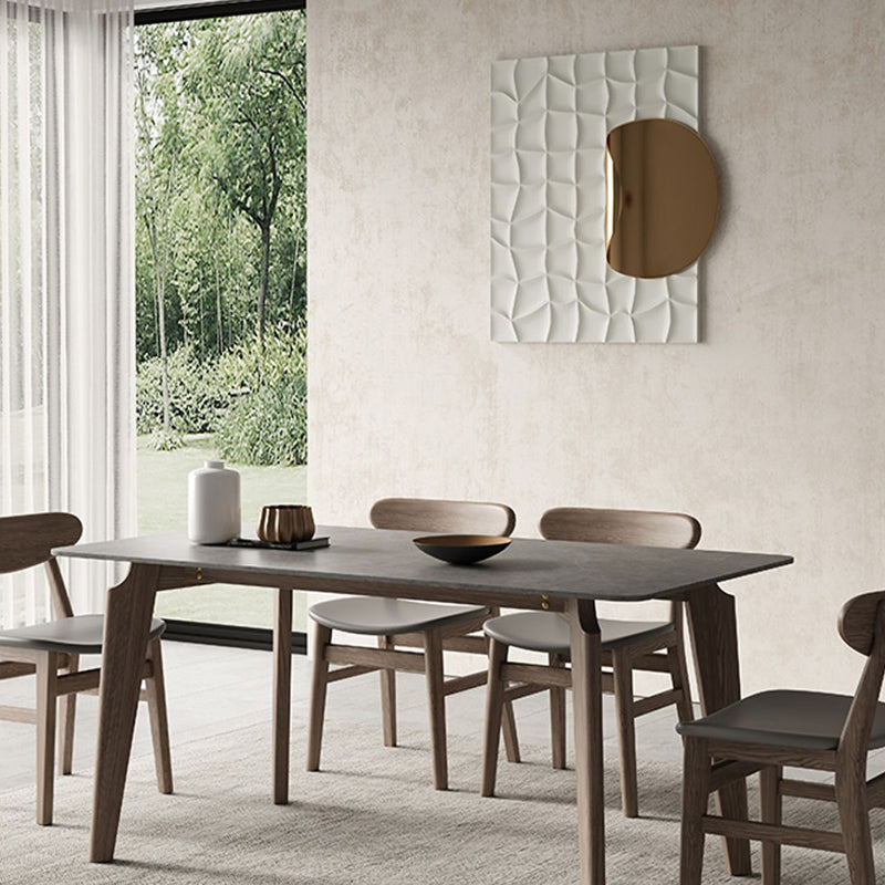 Modern Rectangle Counter Dining Table Brown Wood Finish Legs Dining Table Clearhalo 'Dining Tables & Seating' 'Dining Tables' 'dining_table' 'furn' 'furn_dining_table' 'Furniture' 'furniture_dining_table' 'Kitchen & Dining Furniture' 5063017