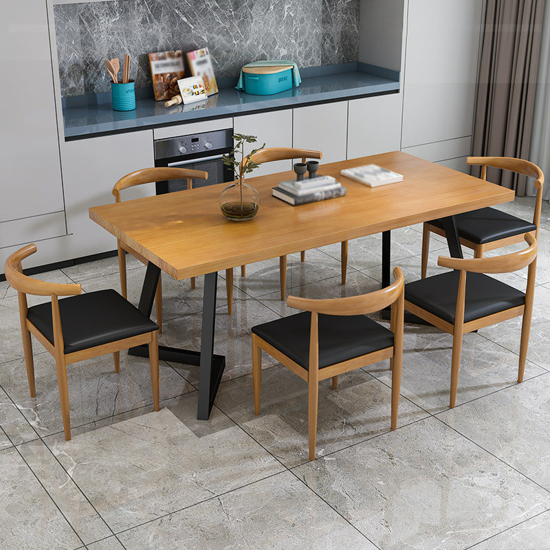 Metal Industrial Rectangle Table Pine Solid Wood Top Table with Sled Base 55.1"L x 27.6"W x 29.5"H Without Chairs Clearhalo 'Dining Tables & Seating' 'Dining Tables' 'dining_table' 'furn' 'furn_dining_table' 'Furniture' 'furniture_dining_table' 'Kitchen & Dining Furniture' 5063024