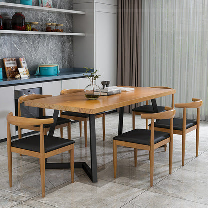 Metal Industrial Rectangle Table Pine Solid Wood Top Table with Sled Base 47.2"L x 23.6"W x 29.5"H Without Chairs Clearhalo 'Dining Tables & Seating' 'Dining Tables' 'dining_table' 'furn' 'furn_dining_table' 'Furniture' 'furniture_dining_table' 'Kitchen & Dining Furniture' 5063025
