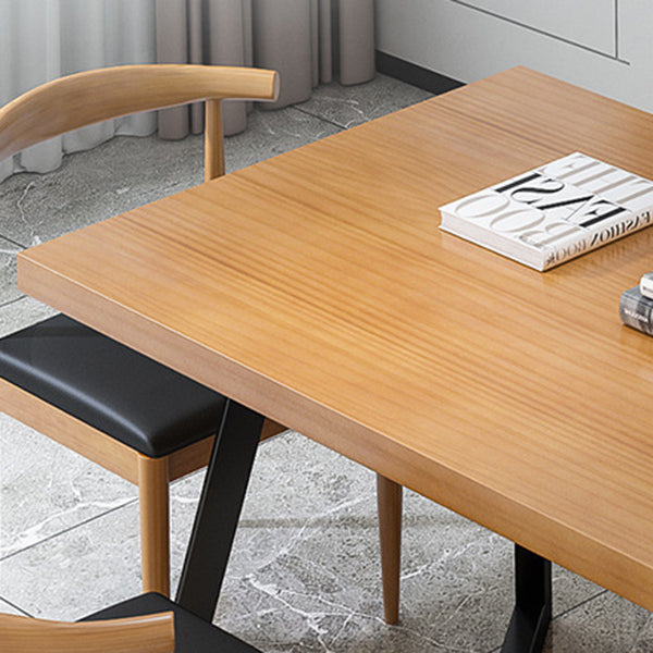 Metal Industrial Rectangle Table Pine Solid Wood Top Table with Sled Base Clearhalo 'Dining Tables & Seating' 'Dining Tables' 'dining_table' 'furn' 'furn_dining_table' 'Furniture' 'furniture_dining_table' 'Kitchen & Dining Furniture' 5063027