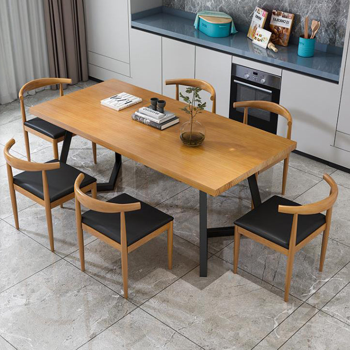 Metal Industrial Rectangle Table Pine Solid Wood Top Table with Sled Base Clearhalo 'Dining Tables & Seating' 'Dining Tables' 'dining_table' 'furn' 'furn_dining_table' 'Furniture' 'furniture_dining_table' 'Kitchen & Dining Furniture' 5063032