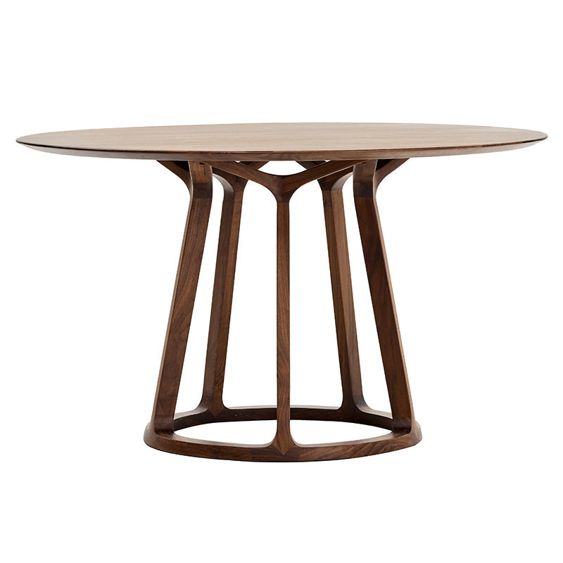 Round Pedestal Simplicity Dining Table Brown Tone Fixed Table with Pinewood Solid Wood Without Chairs Clearhalo 'Dining Tables & Seating' 'Dining Tables' 'dining_table' 'furn' 'furn_dining_table' 'Furniture' 'furniture_dining_table' 'Kitchen & Dining Furniture' 5063043