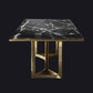 Luxury Sintered Stone Top Kitchen Table Rectangle Table with Gold Double Pedestal Black 55.1"L x 31.5"W x 29.5"H Without Chairs Clearhalo 'Dining Tables & Seating' 'Dining Tables' 'dining_table' 'furn' 'furn_dining_table' 'Furniture' 'furniture_dining_table' 'Kitchen & Dining Furniture' 5063054