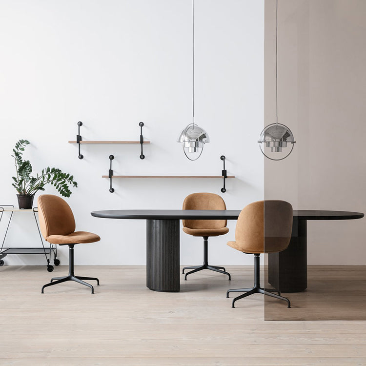 Modern Style Oval Table Solid Wood Double Pedestal Dining Room Furniture 55.1"L x 27.6"W x 29.5"H Without Chairs Clearhalo 'Dining Tables & Seating' 'Dining Tables' 'dining_table' 'furn' 'furn_dining_table' 'Furniture' 'furniture_dining_table' 'Kitchen & Dining Furniture' 5063067