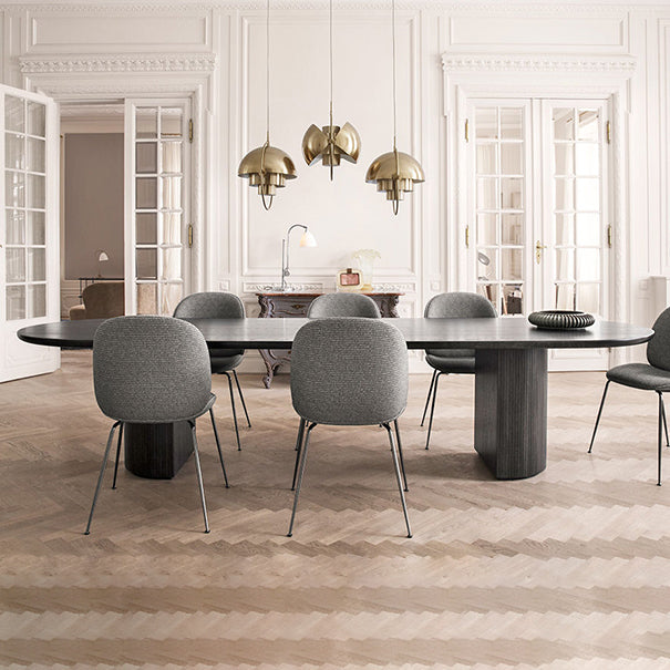 Modern Style Oval Table Solid Wood Double Pedestal Dining Room Furniture Clearhalo 'Dining Tables & Seating' 'Dining Tables' 'dining_table' 'furn' 'furn_dining_table' 'Furniture' 'furniture_dining_table' 'Kitchen & Dining Furniture' 5063073