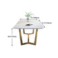 Rectangle Shape Glam Dining Table White Fixed Table with Sintered Stone Clearhalo 'Dining Tables & Seating' 'Dining Tables' 'dining_table' 'furn' 'furn_dining_table' 'Furniture' 'furniture_dining_table' 'Kitchen & Dining Furniture' 5063089