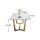 Rectangle Shape Glam Dining Table White Fixed Table with Sintered Stone Clearhalo 'Dining Tables & Seating' 'Dining Tables' 'dining_table' 'furn' 'furn_dining_table' 'Furniture' 'furniture_dining_table' 'Kitchen & Dining Furniture' 5063090