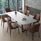 Rectangle Trestle Base Industrial Table White Fixed Table with Sintered Stone 55.1"L x 31.5"W x 29.5"H Without Chairs Clearhalo 'Dining Tables & Seating' 'Dining Tables' 'dining_table' 'furn' 'furn_dining_table' 'Furniture' 'furniture_dining_table' 'Kitchen & Dining Furniture' 5063093