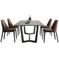 Rectangle Trestle Base Industrial Table White Fixed Table with Sintered Stone Clearhalo 'Dining Tables & Seating' 'Dining Tables' 'dining_table' 'furn' 'furn_dining_table' 'Furniture' 'furniture_dining_table' 'Kitchen & Dining Furniture' 5063100