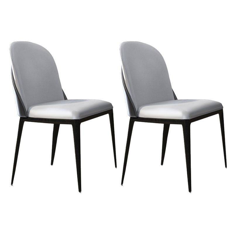 Armless Dining Chairs Modern Faux Leather Side Chairs for Home Black 2 Piece Set Clearhalo 'Dining Chairs' 'Dining Tables & Seating' 'dining_chair' 'furn' 'furn_dining_chair' 'Furniture' 'furniture_dining_chair' 'Kitchen & Dining Furniture' 5063110