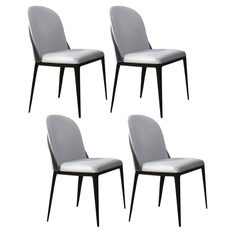 Armless Dining Chairs Modern Faux Leather Side Chairs for Home Black 4 Piece Set Clearhalo 'Dining Chairs' 'Dining Tables & Seating' 'dining_chair' 'furn' 'furn_dining_chair' 'Furniture' 'furniture_dining_chair' 'Kitchen & Dining Furniture' 5063111