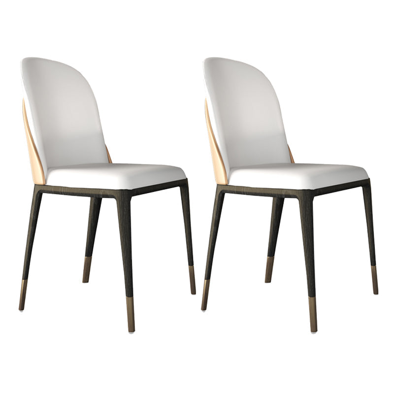 Armless Dining Chairs Modern Faux Leather Side Chairs for Home Black-White 2 Piece Set Clearhalo 'Dining Chairs' 'Dining Tables & Seating' 'dining_chair' 'furn' 'furn_dining_chair' 'Furniture' 'furniture_dining_chair' 'Kitchen & Dining Furniture' 5063114