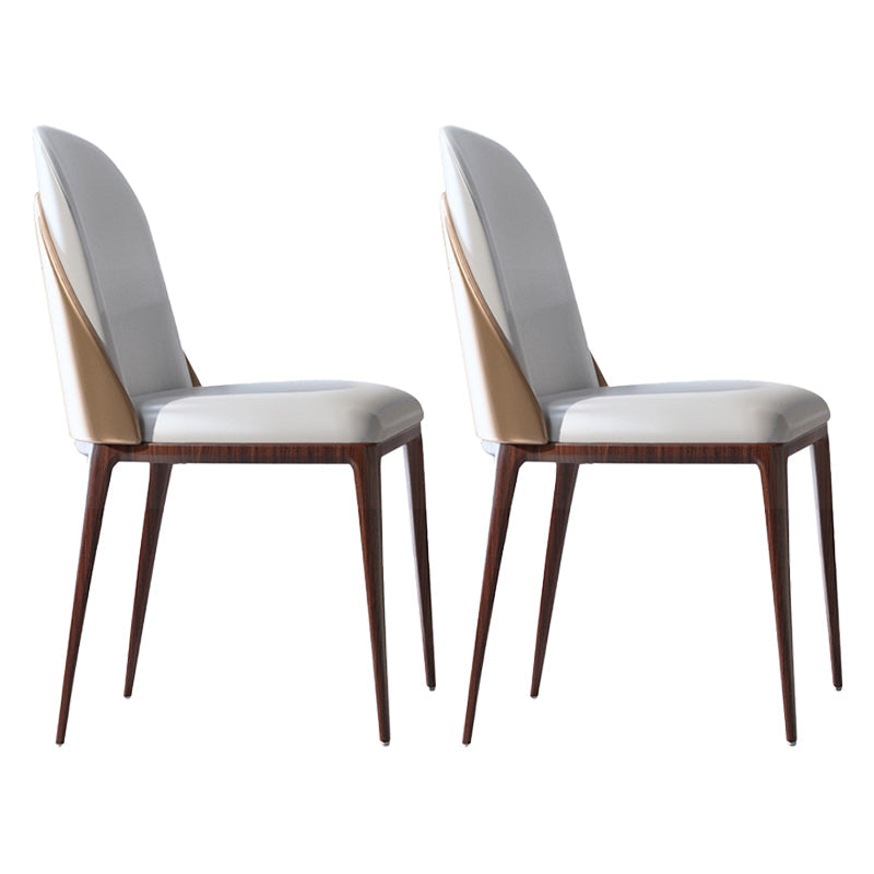 Armless Dining Chairs Modern Faux Leather Side Chairs for Home Walnut 2 Piece Set Clearhalo 'Dining Chairs' 'Dining Tables & Seating' 'dining_chair' 'furn' 'furn_dining_chair' 'Furniture' 'furniture_dining_chair' 'Kitchen & Dining Furniture' 5063118