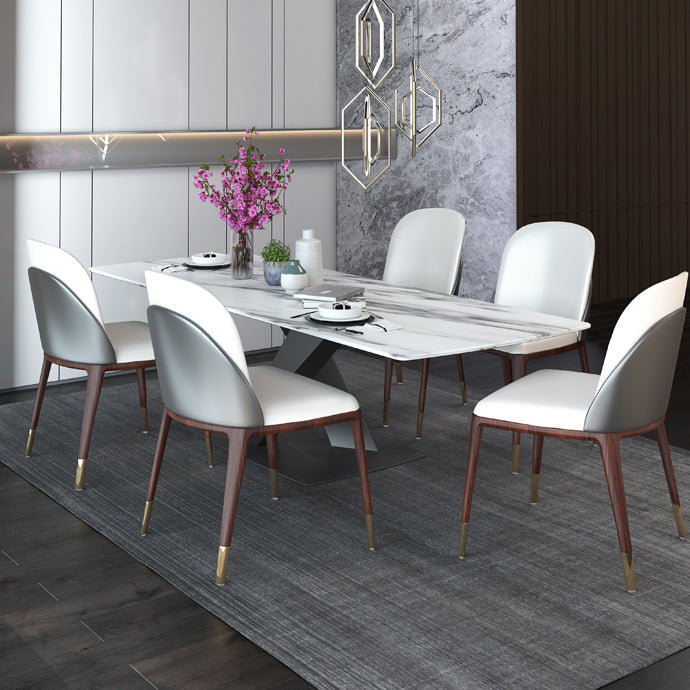 Armless Dining Chairs Modern Faux Leather Side Chairs for Home Clearhalo 'Dining Chairs' 'Dining Tables & Seating' 'dining_chair' 'furn' 'furn_dining_chair' 'Furniture' 'furniture_dining_chair' 'Kitchen & Dining Furniture' 5063119