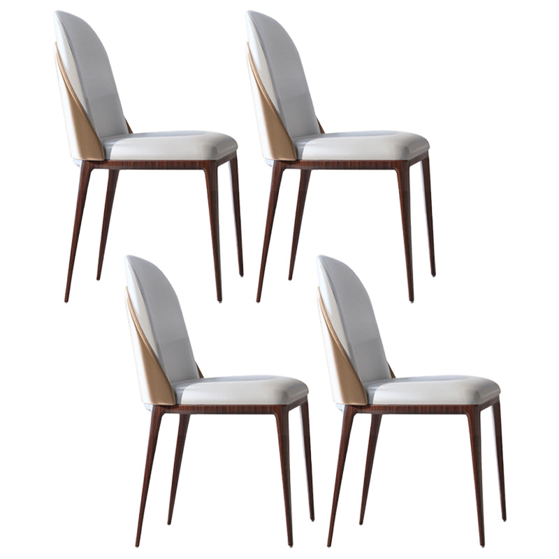 Armless Dining Chairs Modern Faux Leather Side Chairs for Home Walnut 4 Piece Set Clearhalo 'Dining Chairs' 'Dining Tables & Seating' 'dining_chair' 'furn' 'furn_dining_chair' 'Furniture' 'furniture_dining_chair' 'Kitchen & Dining Furniture' 5063120